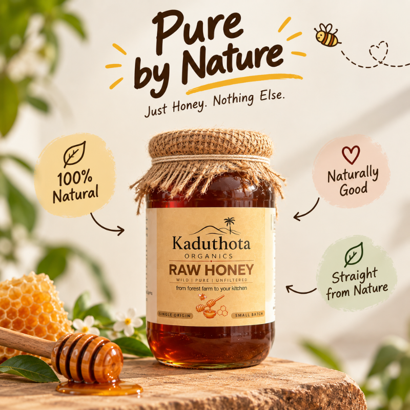 Kaduthota Organics Natural Raw Honey – Unprocessed Multifloral Honey from the Western Ghats